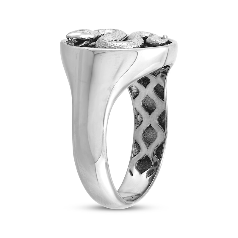 Main Image 2 of Men's Snake Signet Ring Sterling Silver