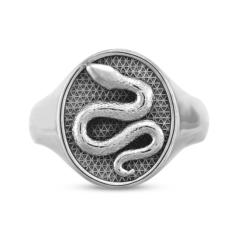 Main Image 4 of Men's Snake Signet Ring Sterling Silver