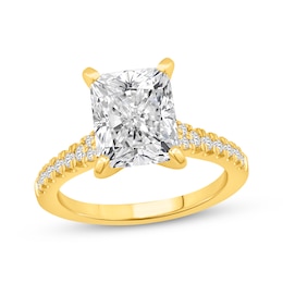 Lab-Grown Diamonds Radiant-Cut Engagement Ring 4-1/4 ct tw 14K Yellow Gold