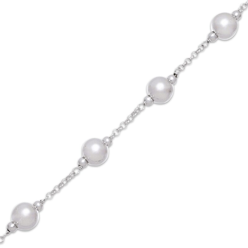 Main Image 2 of Ball Bead Station Bracelet Sterling Silver 8.5"