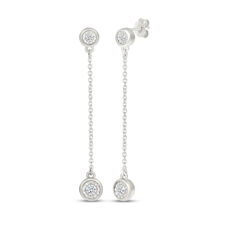 Main Image 1 of Diamond Chain Drop Earrings 1/10 ct tw Sterling Silver