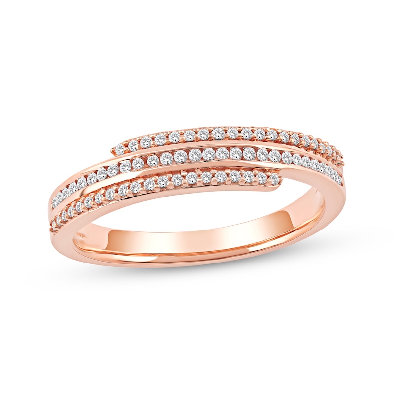 Main Image 1 of Diamond Three-Row Spiral Ring 1/4 ct tw 10K Rose Gold