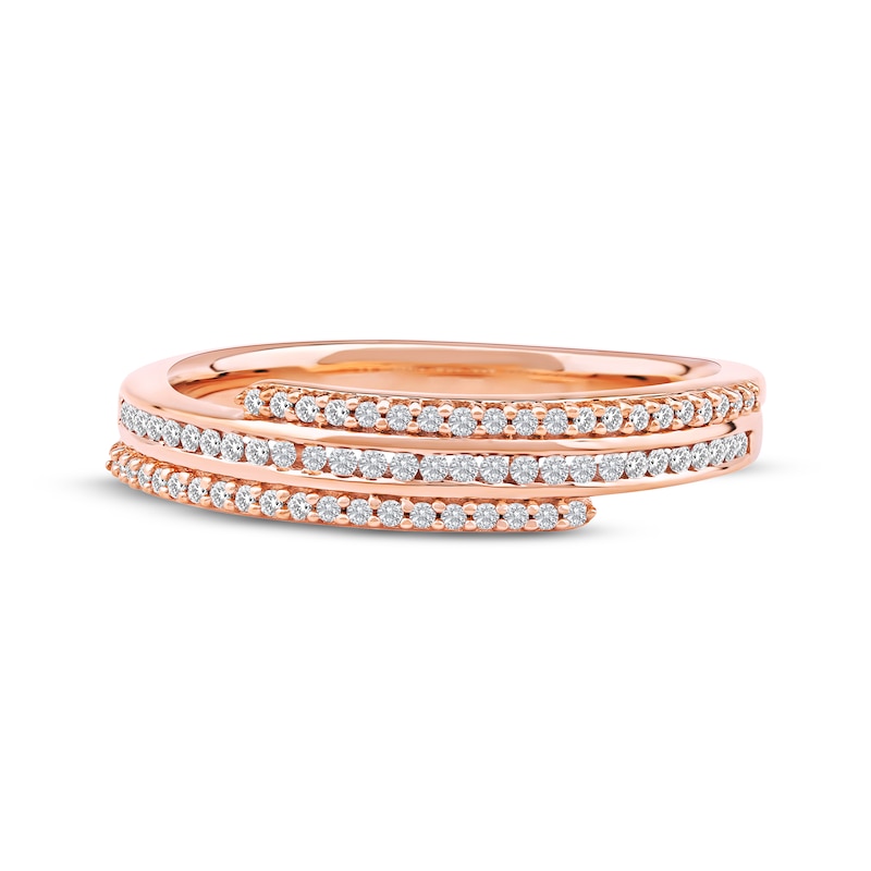 Main Image 3 of Diamond Three-Row Spiral Ring 1/4 ct tw 10K Rose Gold
