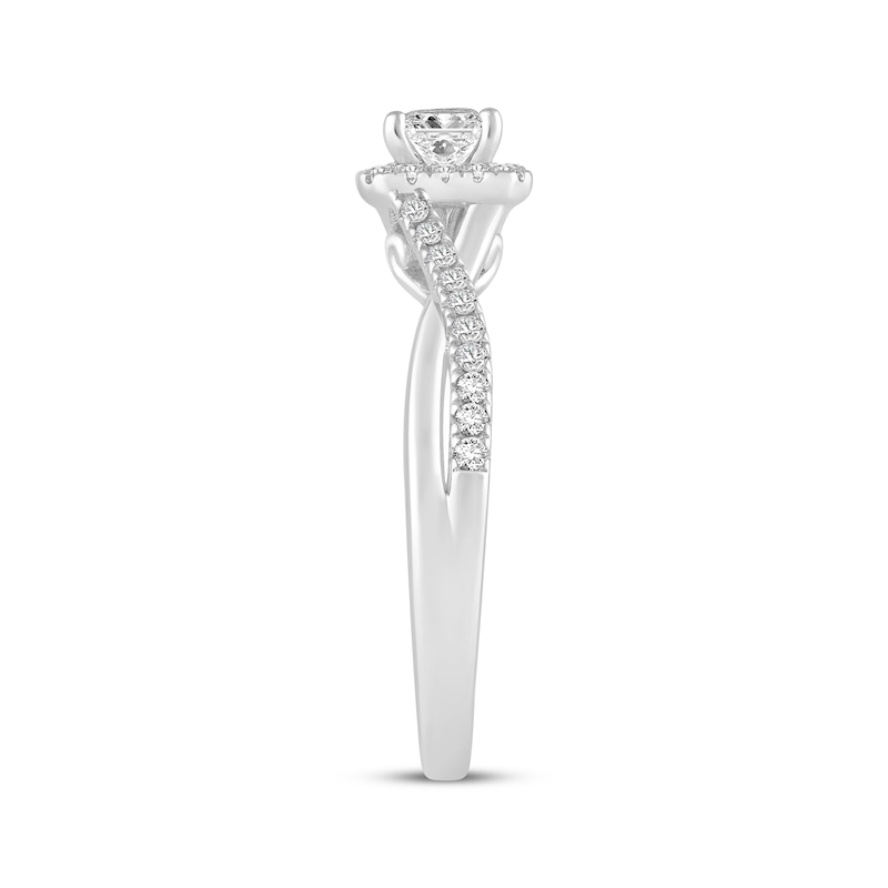 Main Image 2 of Now + Forever Lab-Grown Diamonds Princess-Cut Halo Engagement Ring 1/2 ct tw 14K White Gold