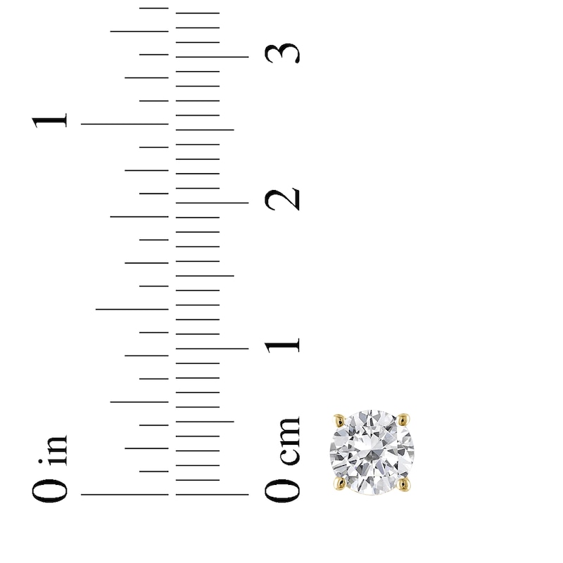 Main Image 4 of Round-Cut Diamond Solitaire Stud Earrings 1/3 ct tw 10K Yellow Gold (I/I3)
