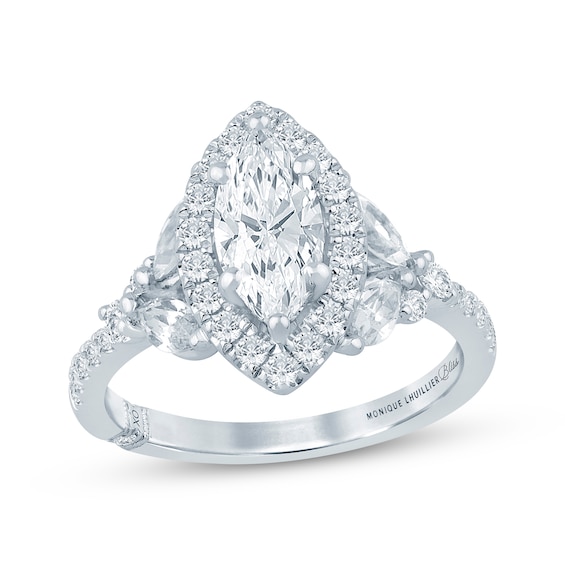 Monique Lhuillier Bliss Marquise-Cut Lab-Grown Diamond Halo Engagement Ring 2 ct tw 18K White Gold