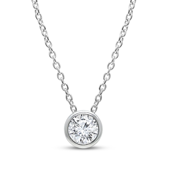 KAY Lab-Grown Diamonds Round-Cut Bezel-Set Solitaire Necklace 1/3 ct tw 14K White Gold (F/SI2) 18"