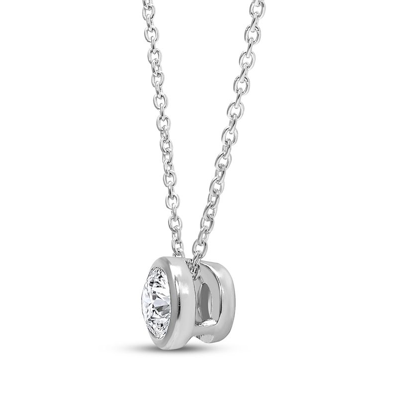 Main Image 2 of KAY Lab-Grown Diamonds Round-Cut Bezel-Set Solitaire Necklace 1/3 ct tw 14K White Gold (F/SI2) 18&quot;