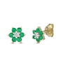 Thumbnail Image 1 of Emerald Stud Earrings 1/20 ct tw Diamonds 10K Yellow Gold