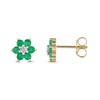 Thumbnail Image 3 of Emerald Stud Earrings 1/20 ct tw Diamonds 10K Yellow Gold