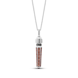 Star Wars Darth Vader Lightsaber Garnet & Black Diamond Necklace 1/10 ct tw Sterling Silver 18"