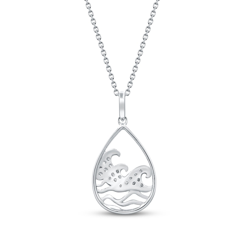 Main Image 3 of Diamond Ocean Waves Teardrop Necklace 1/8 ct tw Sterling Silver 18&quot;