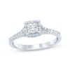 Thumbnail Image 1 of Now + Forever Lab-Grown Diamonds Princess-Cut Halo Engagement Ring 3/4 ct tw 14K White Gold