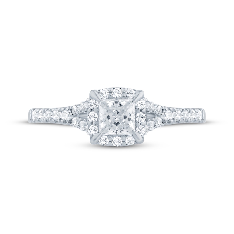 Main Image 3 of Now + Forever Lab-Grown Diamonds Princess-Cut Halo Engagement Ring 3/4 ct tw 14K White Gold