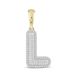 Diamond Puff Letter L Initial Charm 1/3 ct tw 10K Yellow Gold