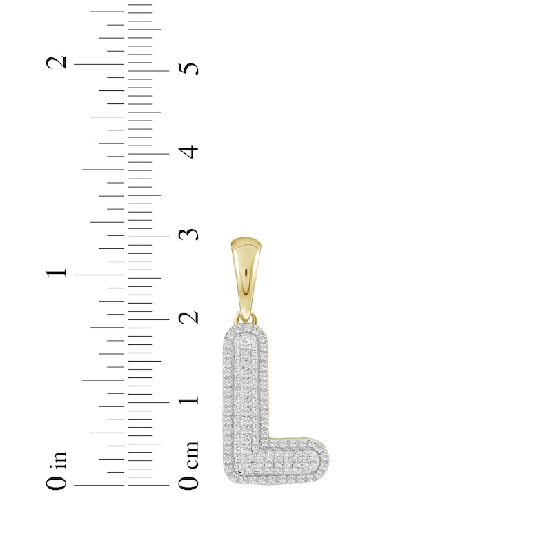 Main Image 3 of Diamond Puff Letter L Initial Charm 1/3 ct tw 10K Yellow Gold