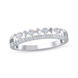 Now + Forever Diamond Two-Row Faux Stack Anniversary Ring 1/5 ct tw 14K White Gold