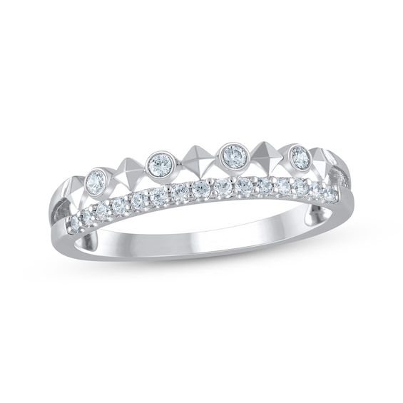 Now + Forever Diamond Two-Row Faux Stack Anniversary Ring 1/5 ct tw 14K White Gold