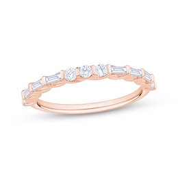 Now + Forever Round & Baguette-Cut Diamond Anniversary Ring 1/3 ct tw 10K Rose Gold