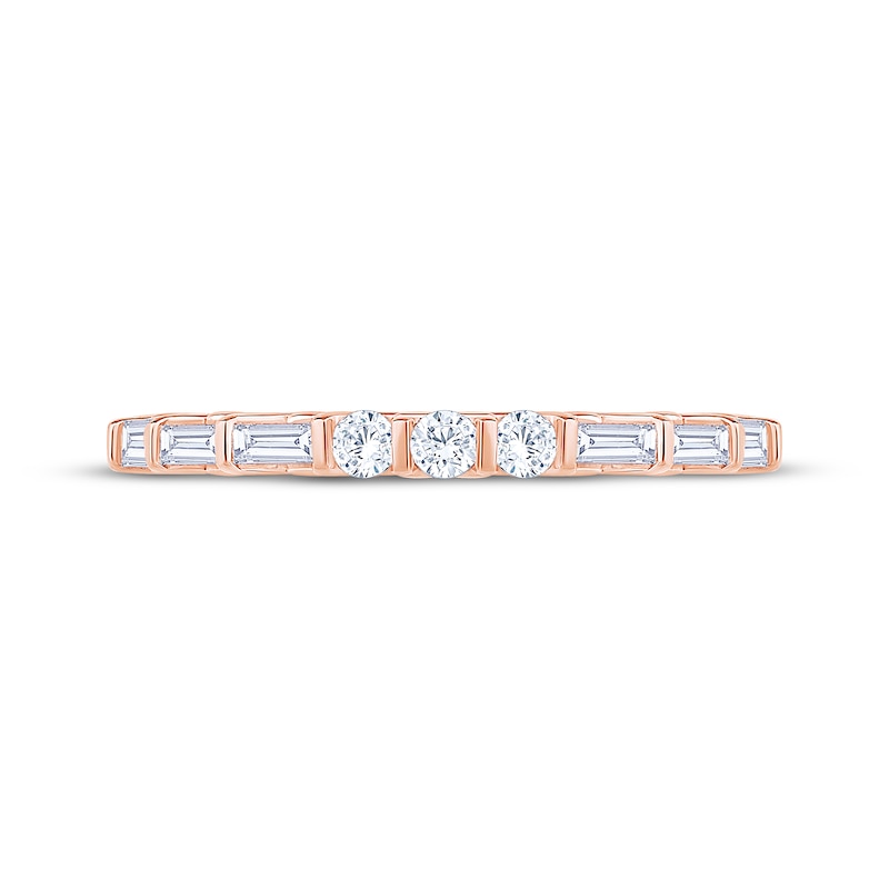 Main Image 3 of Now + Forever Round & Baguette-Cut Diamond Anniversary Ring 1/3 ct tw 10K Rose Gold