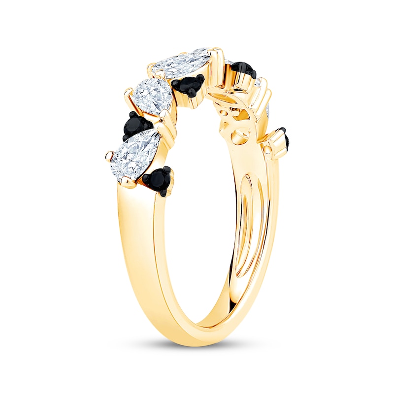 Main Image 2 of Now + Forever Pear-Shaped White Diamond & Black Diamond Anniversary Ring 1 ct tw 14K Yellow Gold