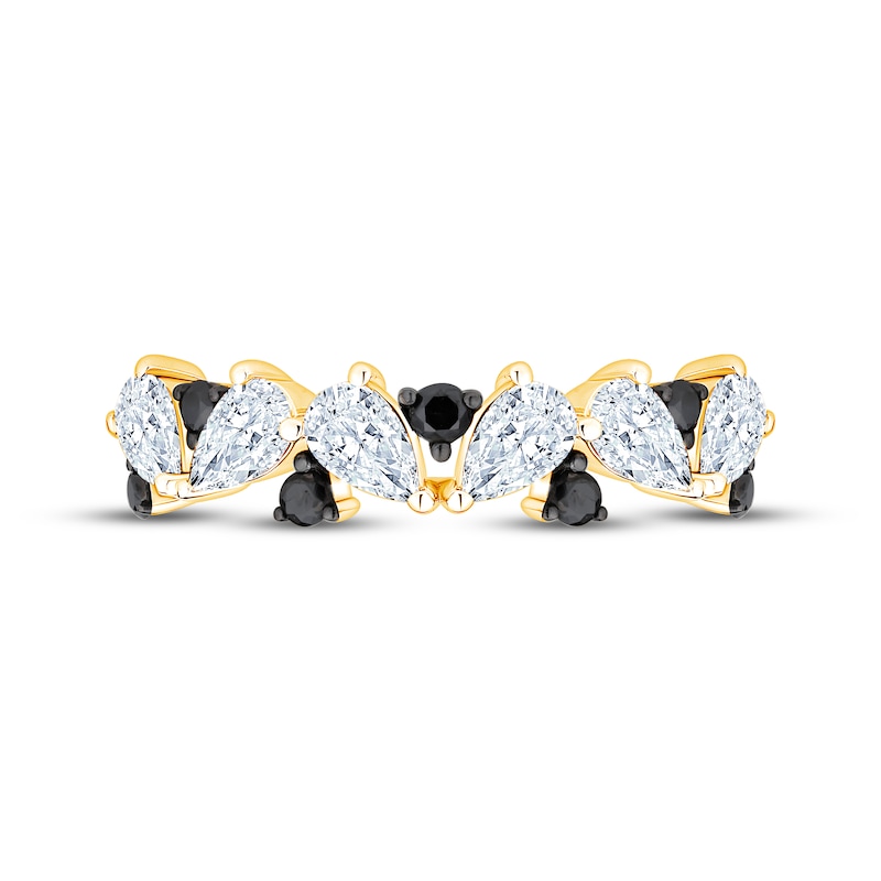 Main Image 3 of Now + Forever Pear-Shaped White Diamond & Black Diamond Anniversary Ring 1 ct tw 14K Yellow Gold