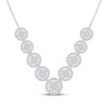 Thumbnail Image 1 of Multi-Diamond Halo Necklace 1 ct tw 10K White Gold 18&quot;