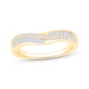 Thumbnail Image 1 of Now + Forever Baguette & Round-Cut Diamond Contour Anniversary Ring 1/3 ct tw 10K Yellow Gold