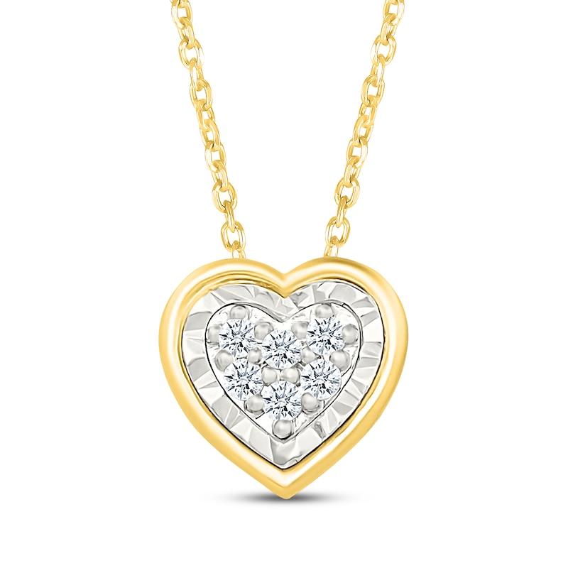 Main Image 2 of Multi-Diamond Heart-Shaped Necklace & Earrings Gift Set 1/4 ct tw 10K Yellow Gold