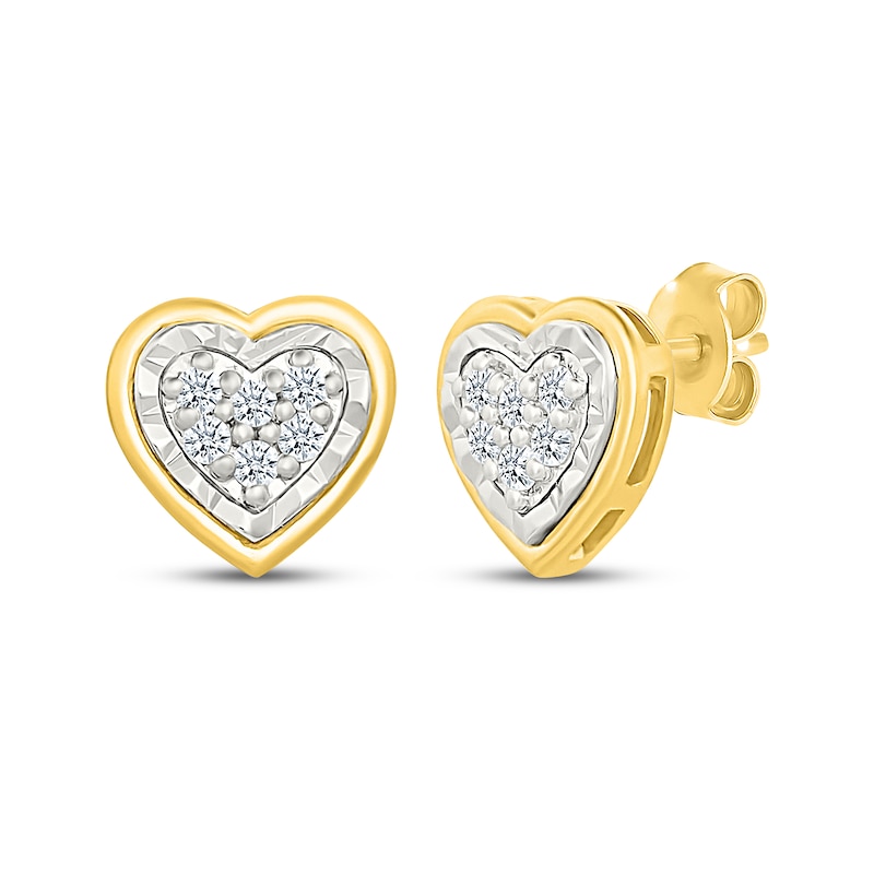 Main Image 3 of Multi-Diamond Heart-Shaped Necklace & Earrings Gift Set 1/4 ct tw 10K Yellow Gold