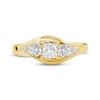 Thumbnail Image 3 of Memories Moments Magic Princess & Round-Cut Diamond Three-Stone Engagement Ring 3/4 ct tw 14K Yellow Gold