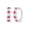 Thumbnail Image 1 of Multi-Shape Lab-Created Ruby & White Lab-Created Sapphire Hoop Earrings Sterling Silver