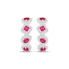 Thumbnail Image 2 of Multi-Shape Lab-Created Ruby & White Lab-Created Sapphire Hoop Earrings Sterling Silver