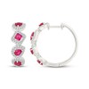 Thumbnail Image 3 of Multi-Shape Lab-Created Ruby & White Lab-Created Sapphire Hoop Earrings Sterling Silver