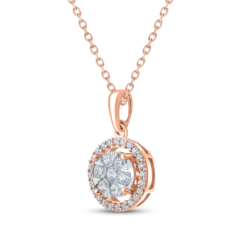 Main Image 2 of Multi-Diamond Halo Necklace 1/2 ct tw 10K Rose Gold 18&quot;