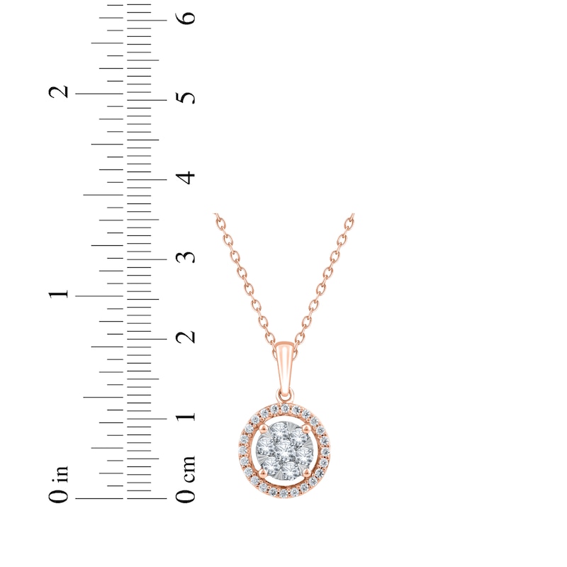 Main Image 4 of Multi-Diamond Halo Necklace 1/2 ct tw 10K Rose Gold 18&quot;