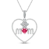 Thumbnail Image 1 of Lab-Created Ruby & White Lab-Created Sapphire Dog Mom Necklace Sterling Silver 18&quot;