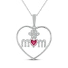 Thumbnail Image 3 of Lab-Created Ruby & White Lab-Created Sapphire Dog Mom Necklace Sterling Silver 18&quot;