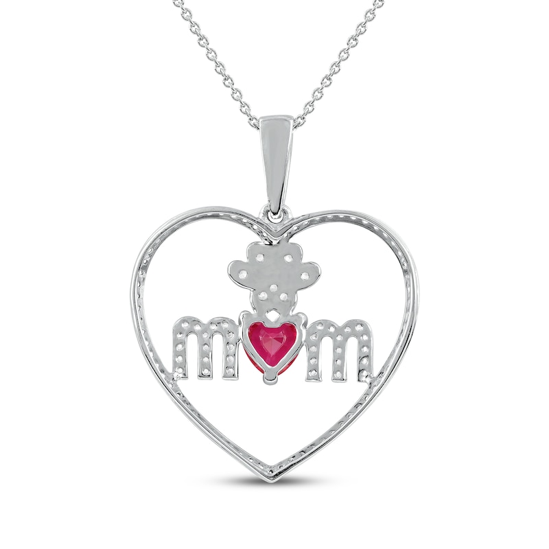 Main Image 3 of Lab-Created Ruby & White Lab-Created Sapphire Dog Mom Necklace Sterling Silver 18&quot;