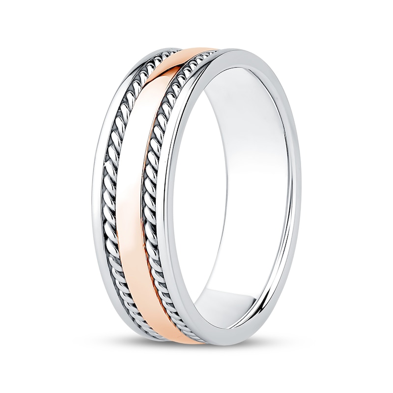 Main Image 2 of Now + Forever Men's Rope Twist Wedding Band 10K Two-Tone Gold 6.7mm
