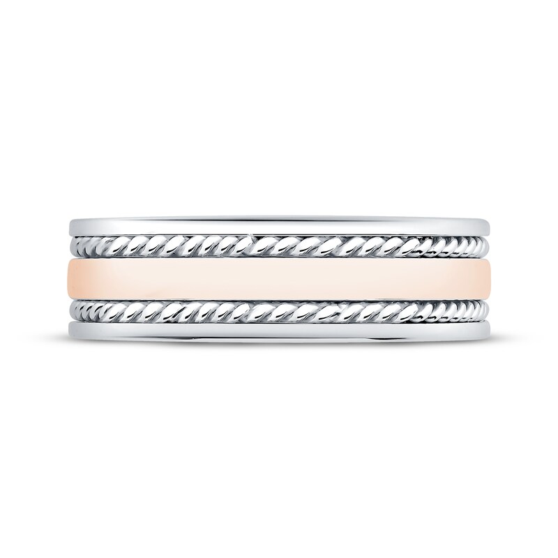 Main Image 3 of Now + Forever Men's Rope Twist Wedding Band 10K Two-Tone Gold 6.7mm