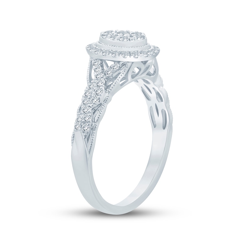 Main Image 2 of Now + Forever Multi-Diamond Oval Halo Engagement Ring 1/2 ct tw 10K White Gold
