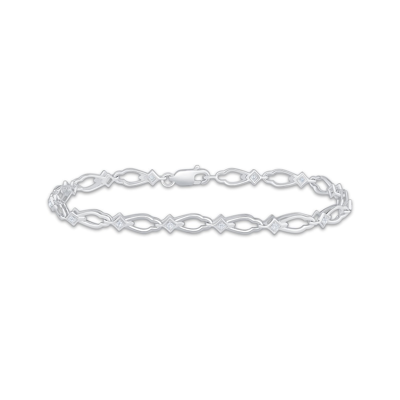 Main Image 1 of Diamond Link Bracelet 1/5 ct tw 10K White Gold 7&quot;