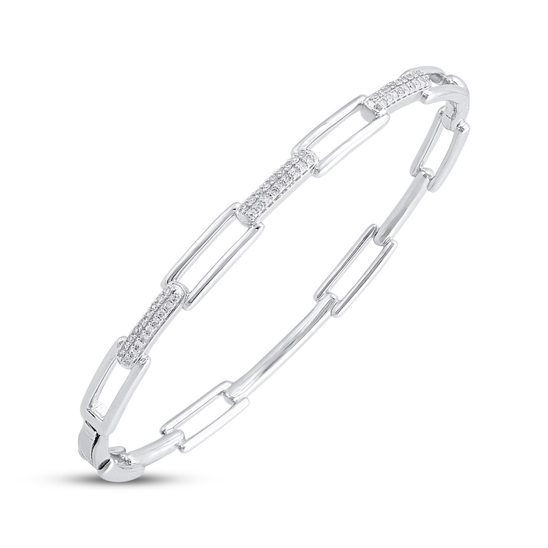 Main Image 2 of Diamond Pavé Rectangle Link Bangle Bracelet 1/4 ct tw Sterling Silver 7&quot;