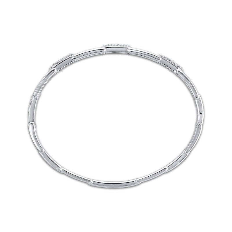Main Image 3 of Diamond Pavé Rectangle Link Bangle Bracelet 1/4 ct tw Sterling Silver 7&quot;