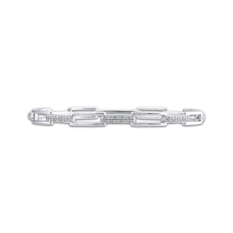 Main Image 4 of Diamond Pavé Rectangle Link Bangle Bracelet 1/4 ct tw Sterling Silver 7&quot;