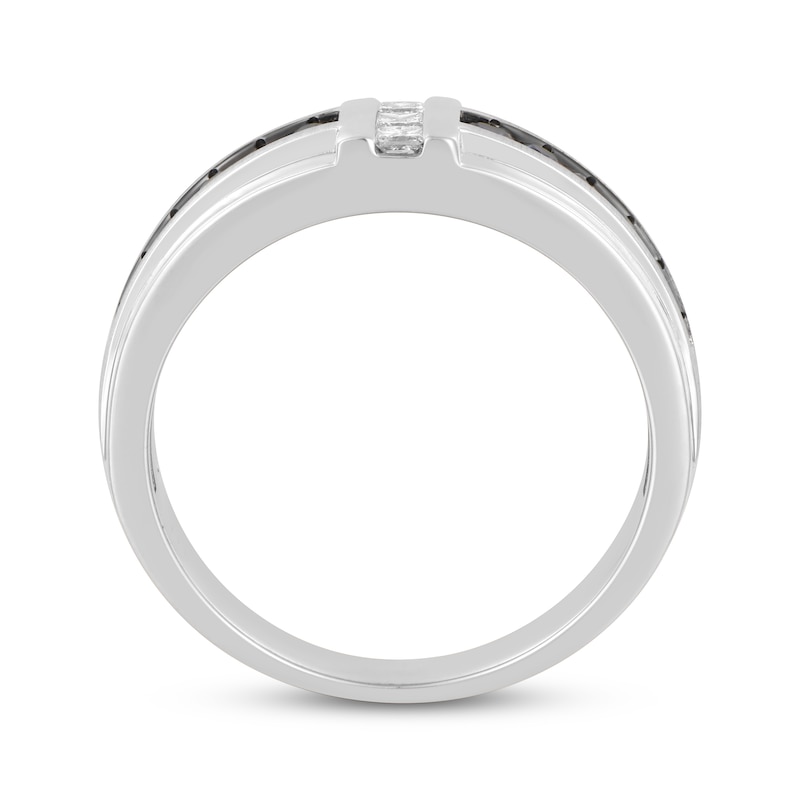 Main Image 3 of Now + Forever Men's Diamond & Natural Blue Sapphire Wedding Band 1/5 ct tw 10K White Gold