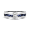 Thumbnail Image 4 of Now + Forever Men's Diamond & Natural Blue Sapphire Wedding Band 1/5 ct tw 10K White Gold