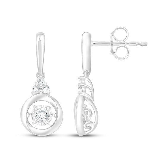 Unstoppable Love Diamond Circle Drop Earrings 1/6 ct tw Sterling Silver