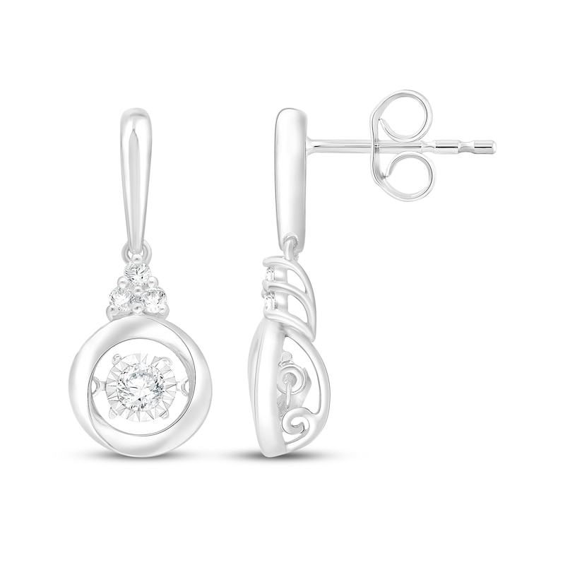Main Image 1 of Unstoppable Love Diamond Circle Drop Earrings 1/6 ct tw Sterling Silver